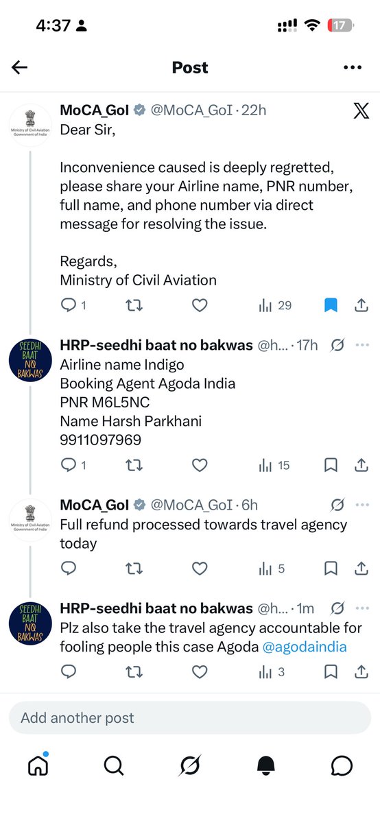 harshparkhani's tweet photo. @agodaindia DGCA confirm the refund and ur teams say it’s not confirmed why are u guys cheating and losing the trust build over years https://t.co/aTyPMj6JFU