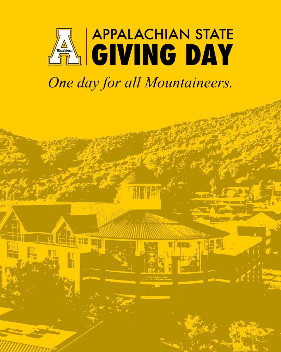 appstatesports's tweet photo. 𝐆𝐢𝐯𝐢𝐧𝐠 𝐃𝐚𝐲 𝐈𝐬 𝐇𝐞𝐫𝐞 

Show what it means to be a Mountaineer 🖤💛

MAKE AN IMPACT: https://t.co/Ot8qSyWqRz

#GoApp #GiveAppState https://t.co/f3kqUbFJXk