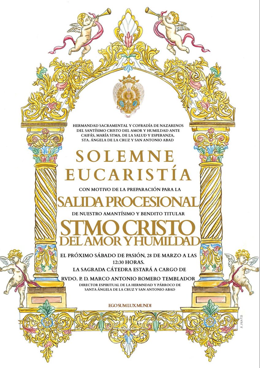 amoryhumildad1's tweet photo. SOLEMNE EUCARISTÍA PREPARATORIA PARA LA SALIDA PROCESIONAL DEL SANTÍSIMO CRISTO DEL AMOR Y HUMILDAD   

#HermandaddeSantaÁngela
#LaDehesilla
#AmoryHumildad https://t.co/FTLn25cJJh