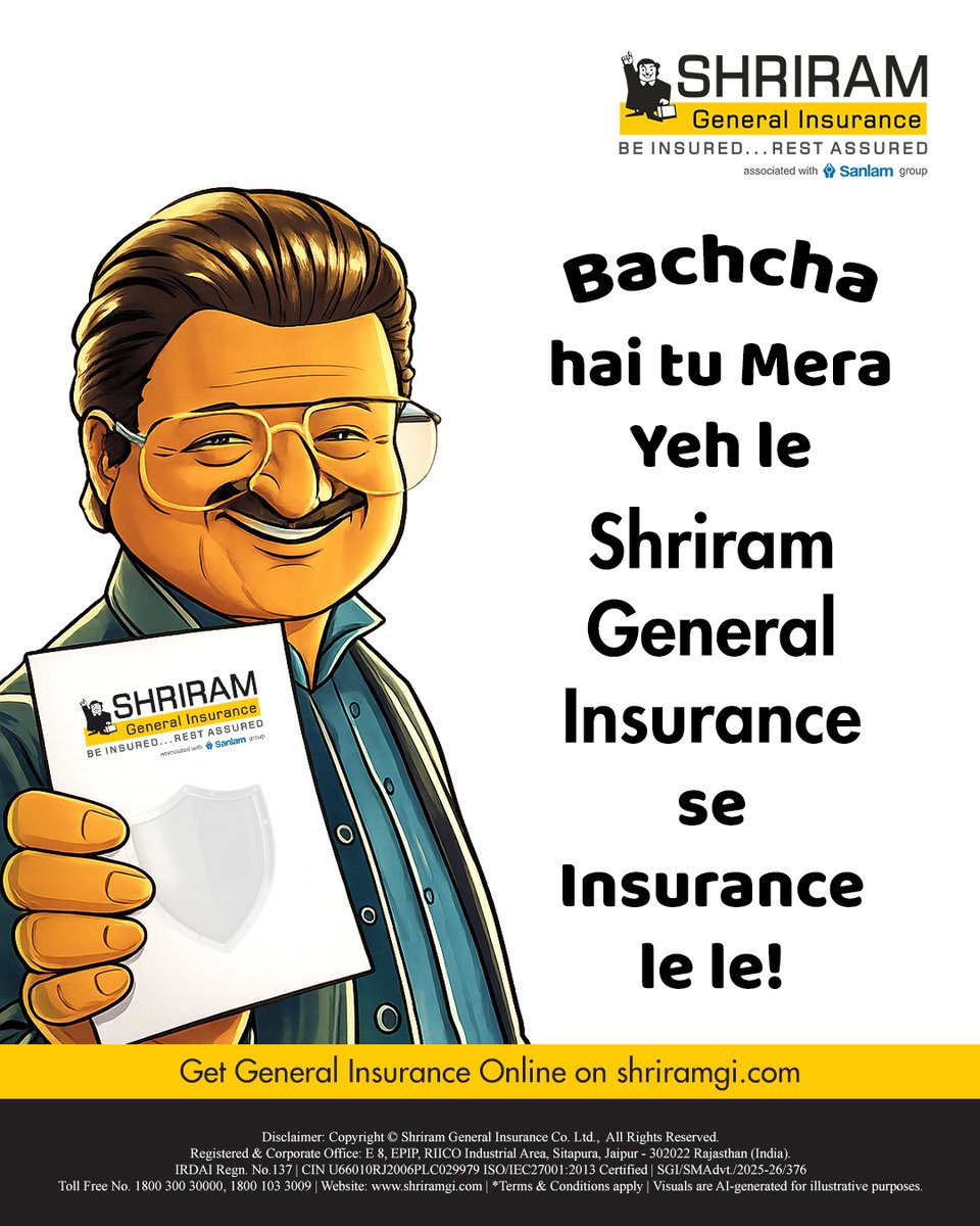 Shriram_GI's tweet image. Don't overthink your safety. Listen to the expert and get covered with Shriram General Insurance. Quick, easy, and reliable - just like family.

👉 Get insured online: shriramgi.com

#SGI #GeneralInsurance #SafeAndSecure #OnlineInsurance #ShriramGroup #Insurance