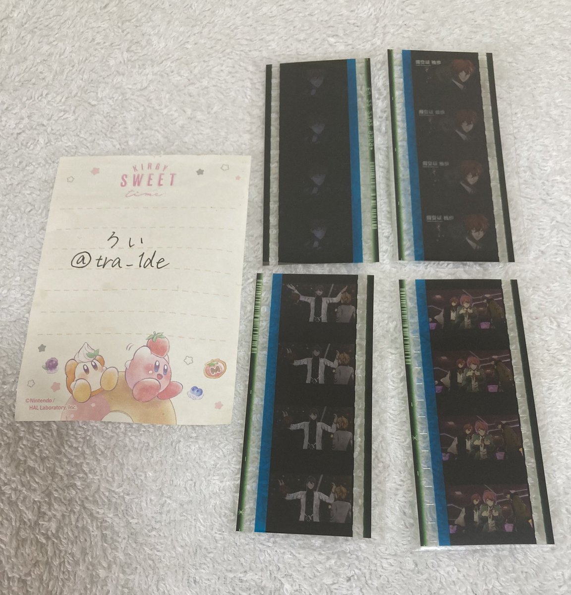 tra_1de's tweet photo. 【交換】ヒプマイ ヒプムビ コマフィルム 入場特典

求　左馬刻単体（OoH/CIY/ハンドサインなど）
※ 絵柄によってはお断りさせていただきます

譲　シブヤ・シンジュク・独歩・理鶯
※リプにそれぞれの写真あり

都内手渡し／追跡可の郵送
ご返答にお時間いただきます
お気軽にお声かけください💙 https://t.co/z3IcGKk4fF