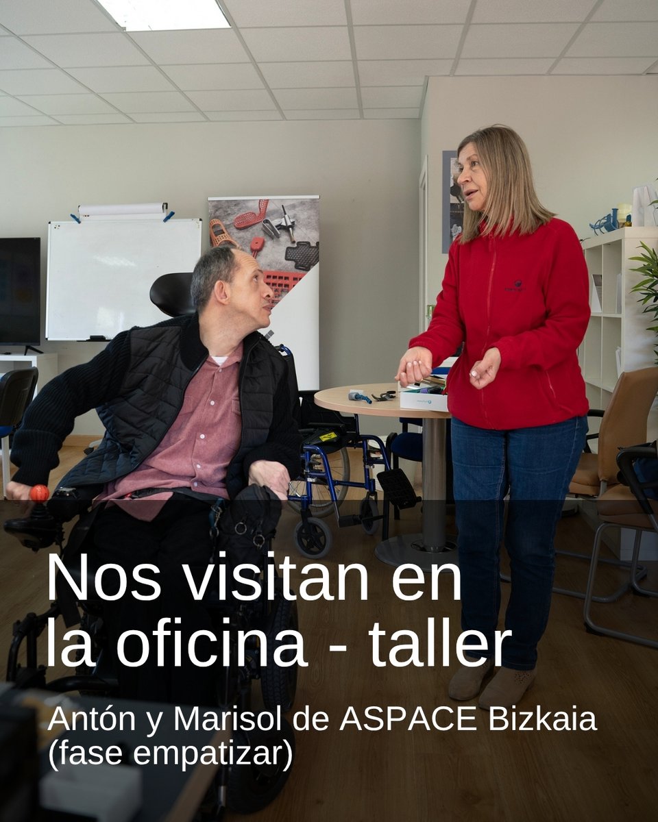 3dlan_org's tweet photo. Antón y Marisol de @AspaceBizkaia  visitan 3DLAN para conocer lo que hacemos y co-diseñar un soporte de móvil para la silla de ruedas de Antón. 

En la fase de empatizar de #designthinking conocemos la necesidad y a la persona que hay detrás de ella

❤️Gracias a @Fundacion_ONCE https://t.co/NbZKGHoXP0