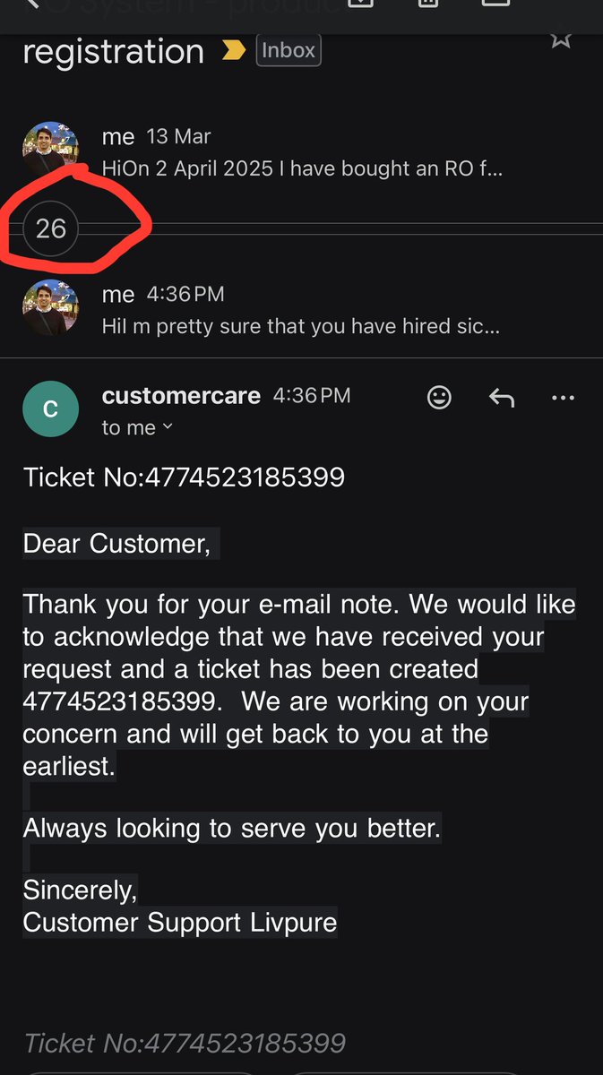 ohhthakoor_'s tweet image. @Livpure_India Hey @LivepureCares, been writing /replying to your team for 3 weeks to register my RO issue. Shared details, but getting automated replies with no resolution 😡. Complaint registered = ignored. Fix it! 🛠️ #Livepure #CustomerServiceFail #PoorSupport