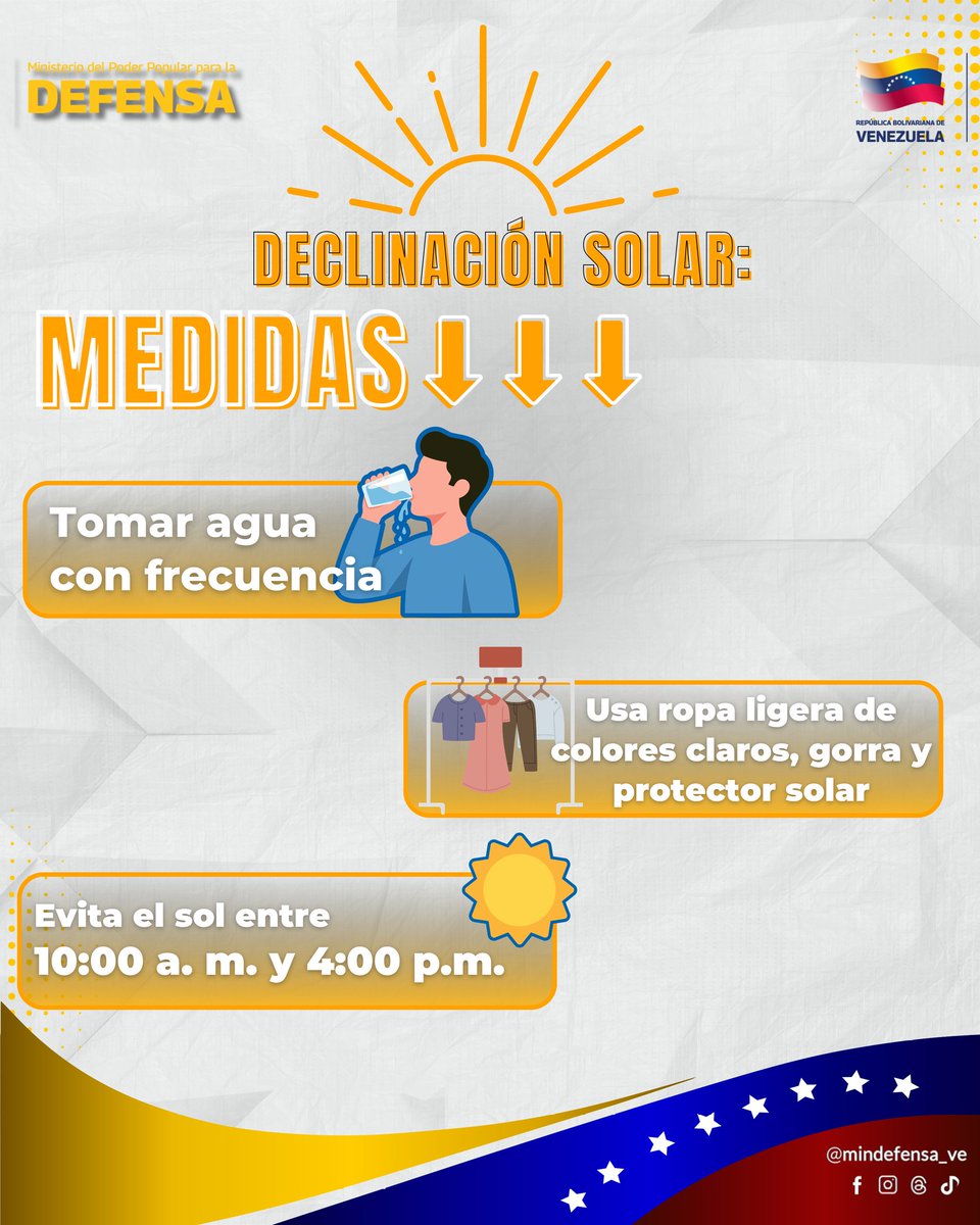 PrensaFANB's tweet photo. 📌 El #MppDefensa hace un llamado a la población a tomar  medidas preventivas para salvaguardar nuestra salud y garantizar el uso eficiente de nuestro Sistema Eléctrico. 💡
¡Toma el control! Lee la información completa deslizando ahora. ➡️ https://t.co/EUVqJl0pfG