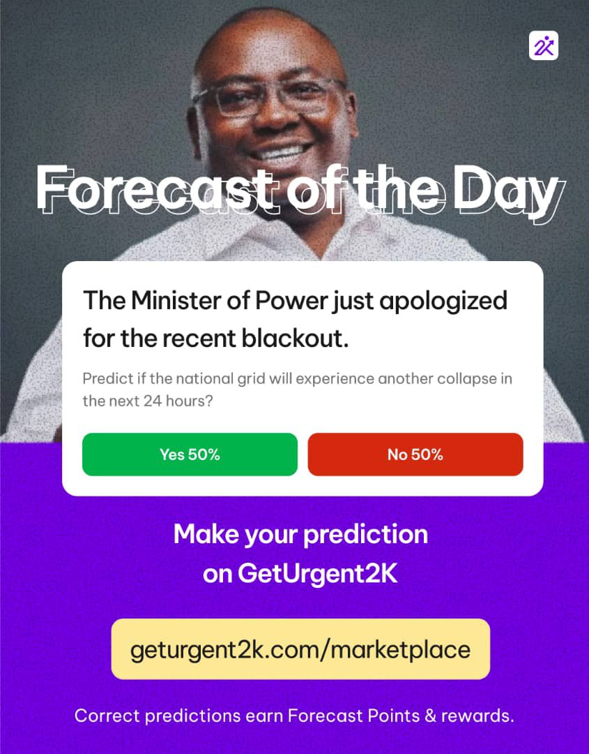 Geturgent2k's tweet photo. Your opinion, your reward!😉

Give it a shot! by predicting if the national grid will experience another collapse in the next 24 hours, 

Correct predictions earn forecast points and rewards only on 👇🏻

https://t.co/cYv7RPl2gg https://t.co/56e2NQjSGI
