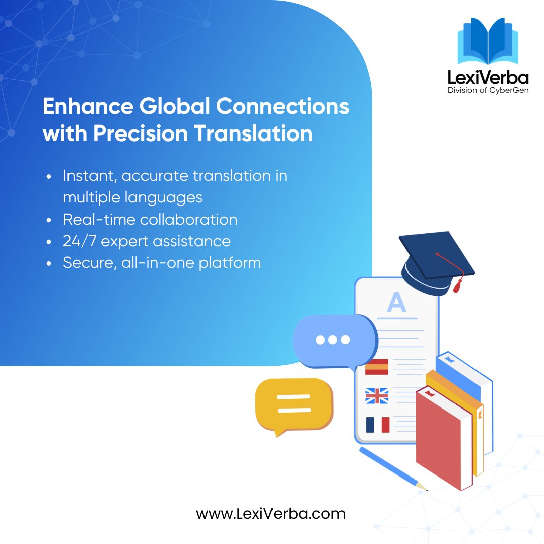 lexiverba's tweet image. Enhance Global Connections with Precision Translation:

Instant, accurate translation in multiple languages
Real-time collaboration
24/7 expert assistance
Secure, all-in-one platform

Visit: lexiverba.com/services
#GlobalBusiness #TranslationServices #LexiVerba #CyberGen