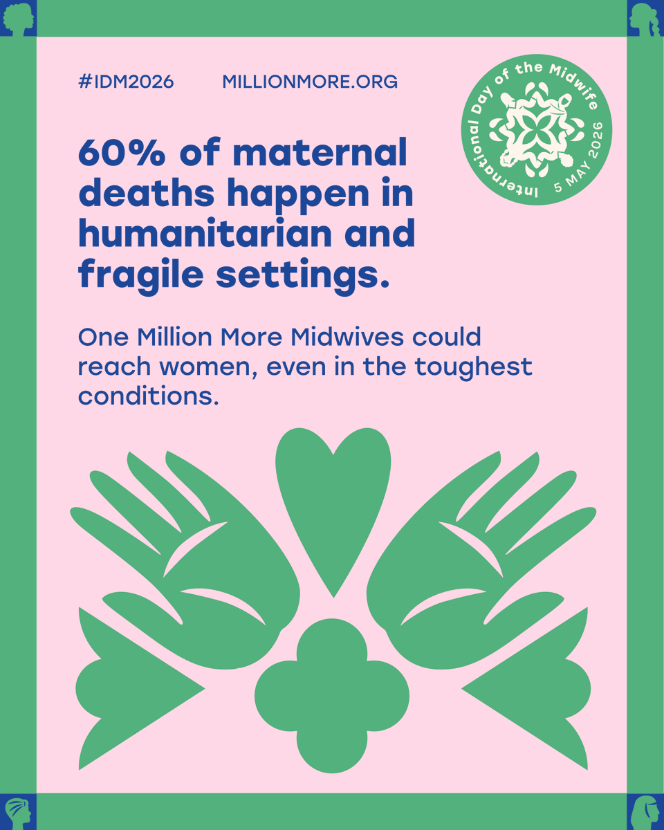 apt_sepsis's tweet photo. In places affected by conflict, disaster, or displacement, women often give birth without access to skilled care. Midwives can provide life-saving support even in the most fragile settings  This is international day of the midwife #IDM2026, calling for #OneMillionMore https://t.co/btjcXjR0T1