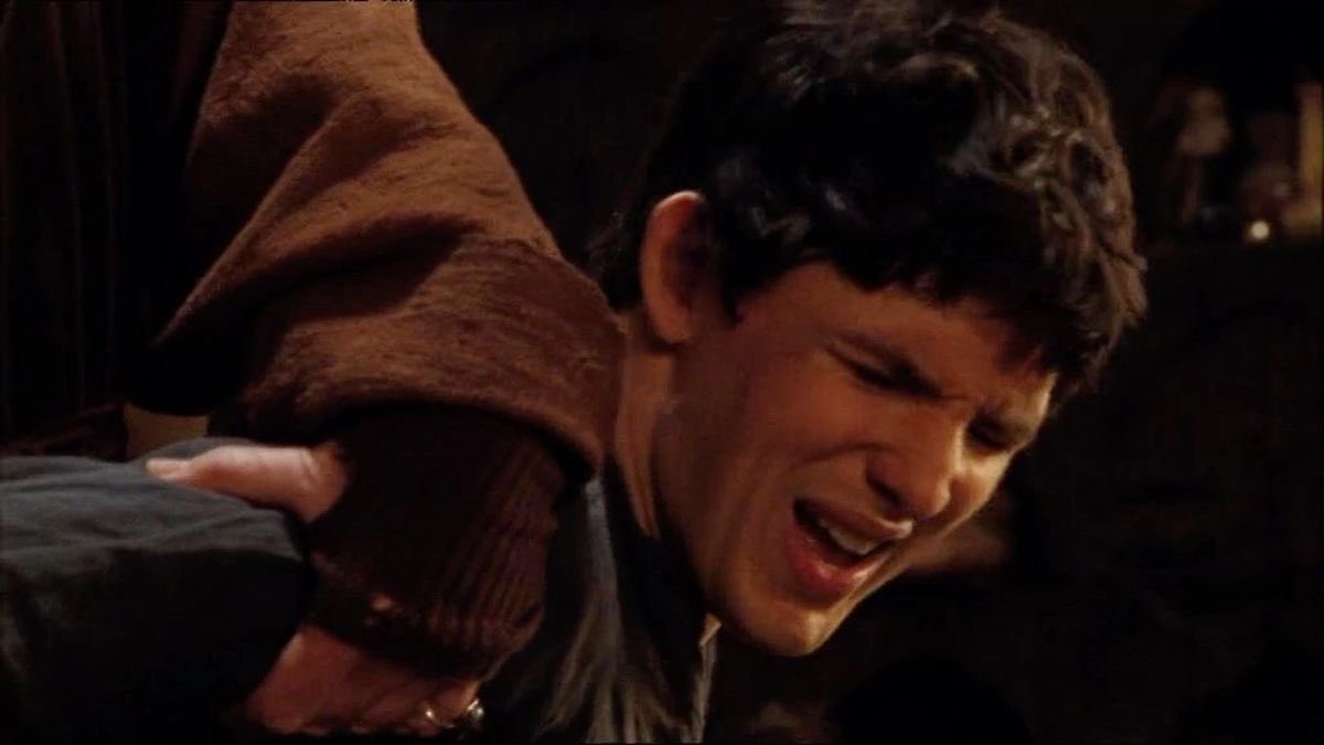 Was Gaius helping Merlin’s aches and pains or torturing him. By the look of Colin’s face it looked unpleasant. Although it was properly well choreographed