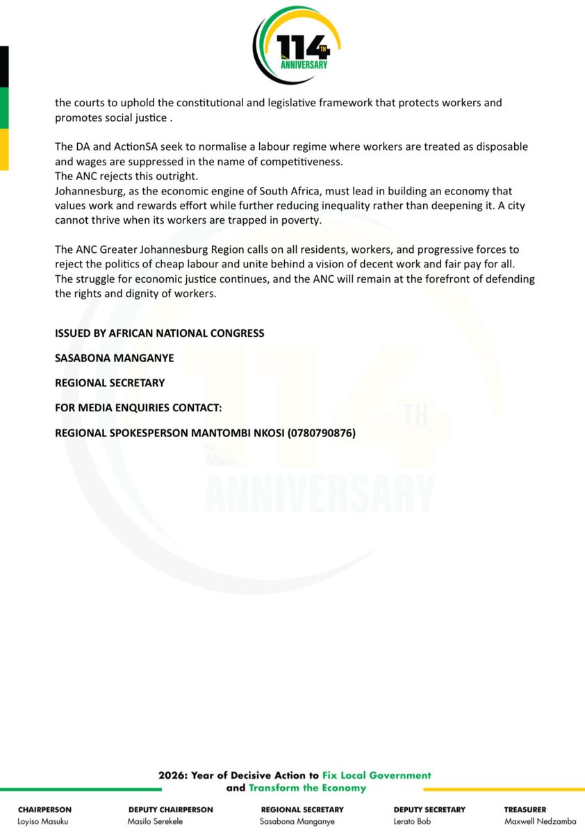 ANC Greater Joburg Region tweet media