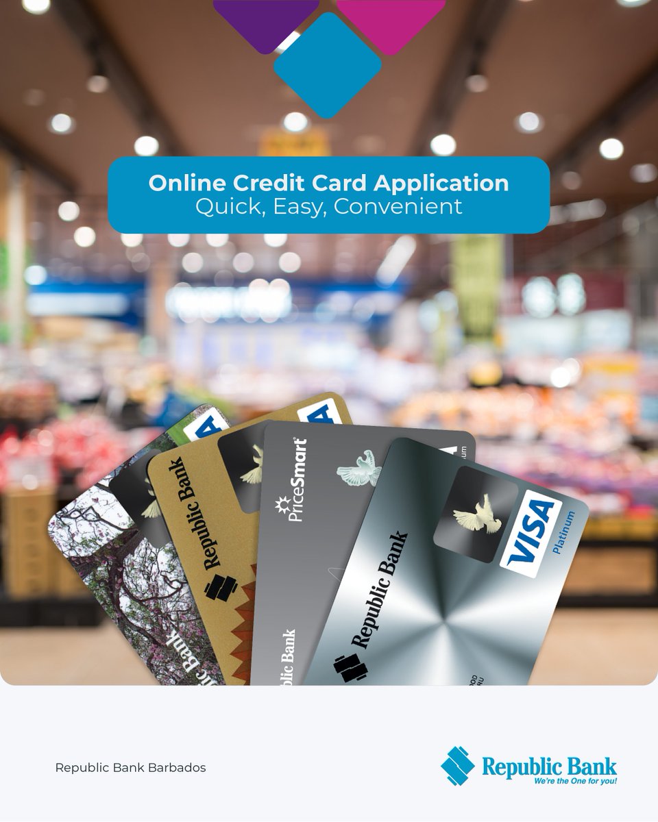 Your new credit card is just a click away! Apply for our credit cards online anytime, anywhere, and enjoy features that suit your lifestyle.

Discover our credit card options: republicbarbados.com/personal/chip-…