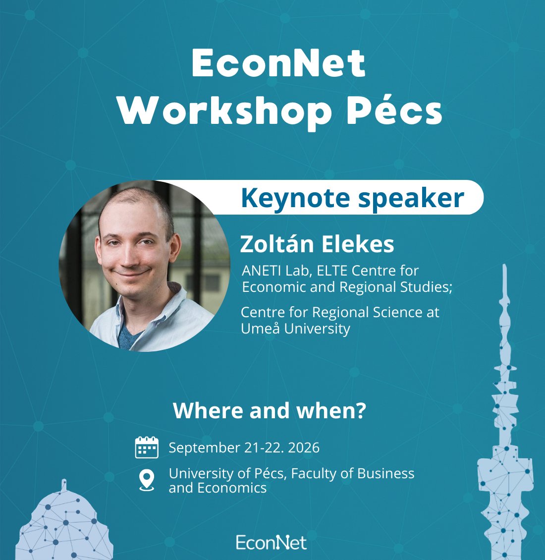 EconnetG's tweet photo. @ZoltanElekes  will be a keynote at the upcoming EconNet Workshop! His work shows how #supplier ties, #labour market links, and knowledge #networks shape #diversification and regional #resilience.

🔥Let's join us: https://t.co/Z0Awg7Guez https://t.co/HSNnU3wh6k