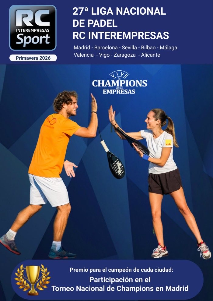 RCSport3's tweet photo. 🎾🔥 ¡La 27ª Liga Nacional de #Pádel RC Interempresas ya calienta motores y viene más fuerte que nunca! 
Tras la Semana Santa... ¡volveremos a la pista! 💥
💪 Más de 110 equipos inscritos ya forman parte de esta edición… ¡y seguimos creciendo! 
⚠️ Últimas plazas disponibles 🙌 https://t.co/tkWQz8uZVT