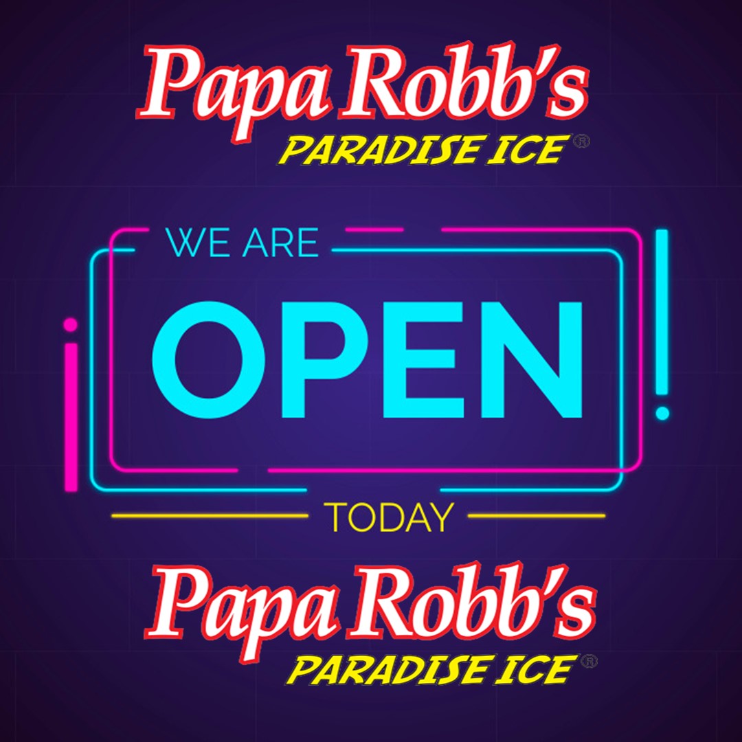 Good Morning Concord. Opening day is here. Come hungry for a treat. 12 till 9pm. 3700 Poplar Tent Road at Eva Drive, Concord, NC 
#PapaRobbs #IceCream #Playground #ConcordNC #PapaRobbsParadiseIce