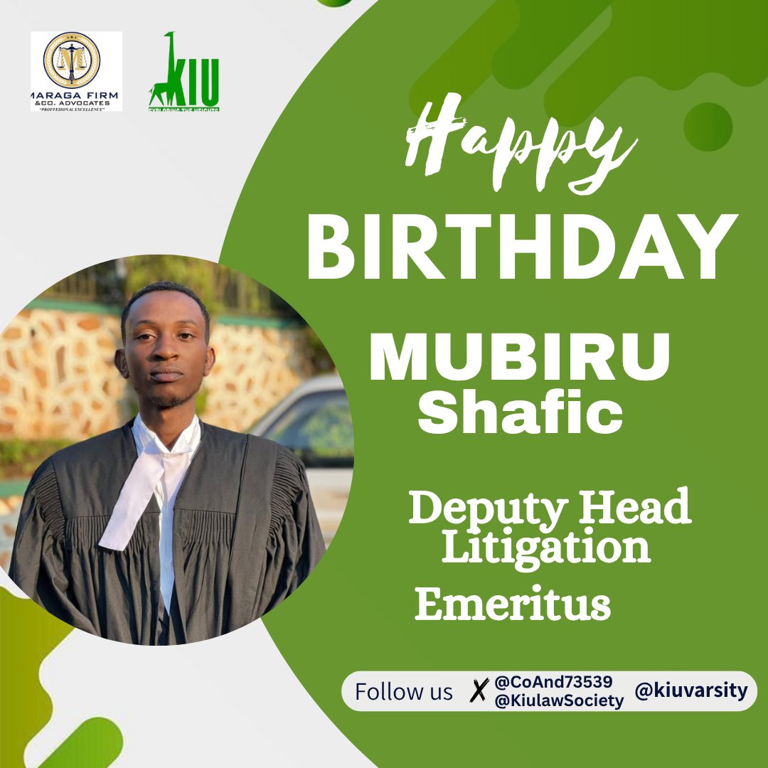 CoAnd73539's tweet photo. Celebrating his amazing efforts towards exploration of heights of our mother firm. You had your time and you shone brightest. Let's join to celebrate Mubiru Shafik our Deputy Litigation emeritus, Maraga &amp; Co. Advocates.Happiest birthday senior.🎉 @dkmaraga @DearYoungLawyer https://t.co/IGrXJw9p1I
