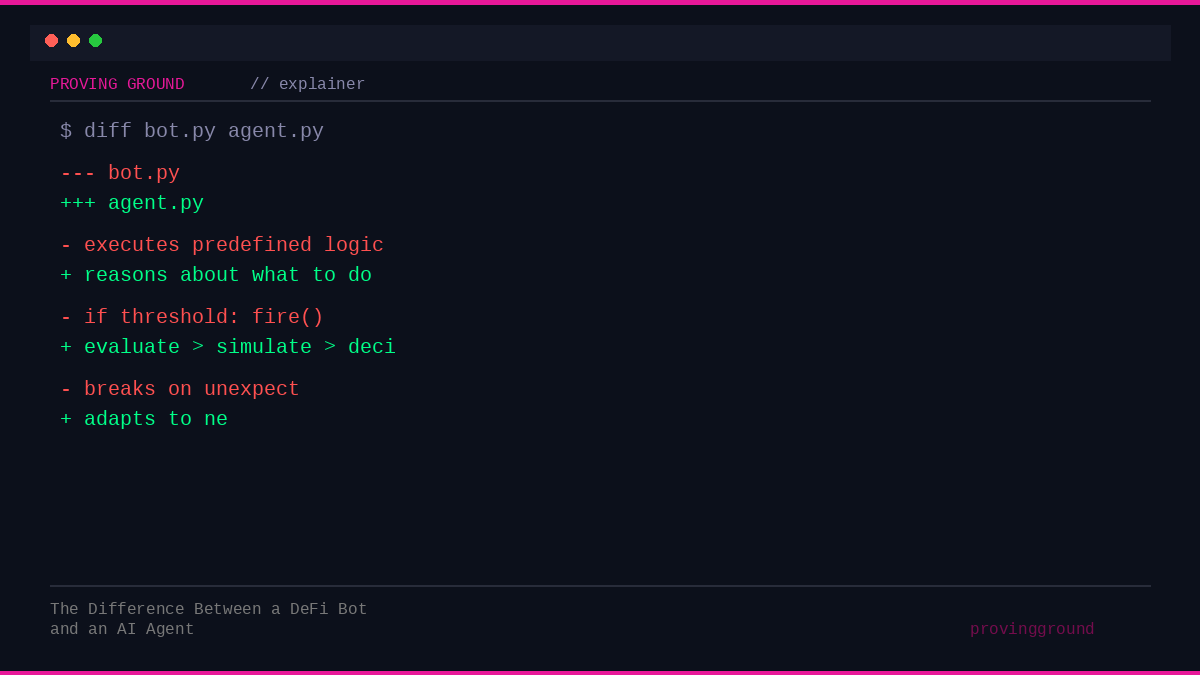 taikoxyz's tweet photo. One follows a script, the other reasons its way through. DeFi bots and AI Agents both operate autonomously on-chain but the way they think (or don't) is fundamentally different. Proving Ground's latest article breaks it down. 

🔗Link in the comments. https://t.co/H4ZsUSR1Wj