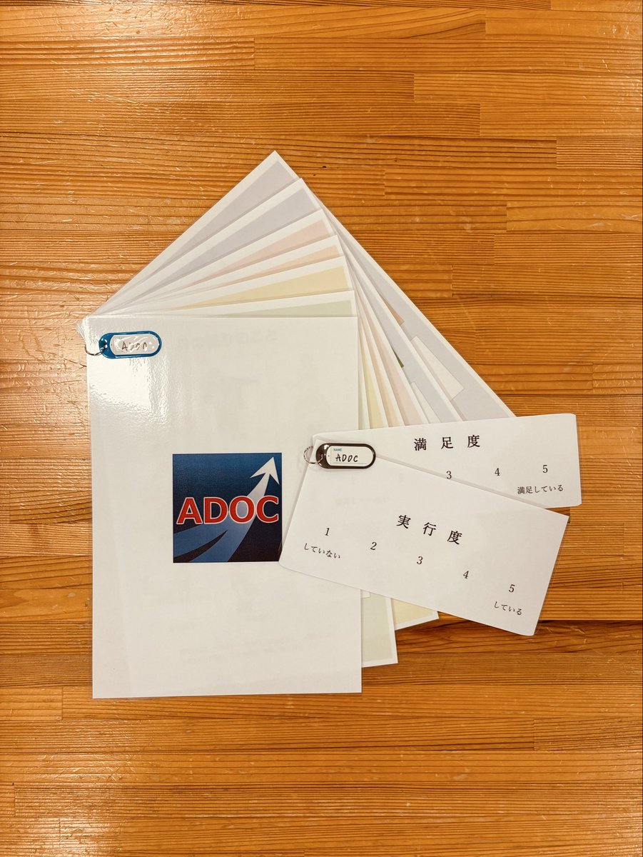 BtlUwt's tweet image. ADOC Paper版をラミネート加工にしました。
セミナー内でも言われていたように、まずはみんなで取り組むところから。
 #ADOCプチセミナー
#ADOC