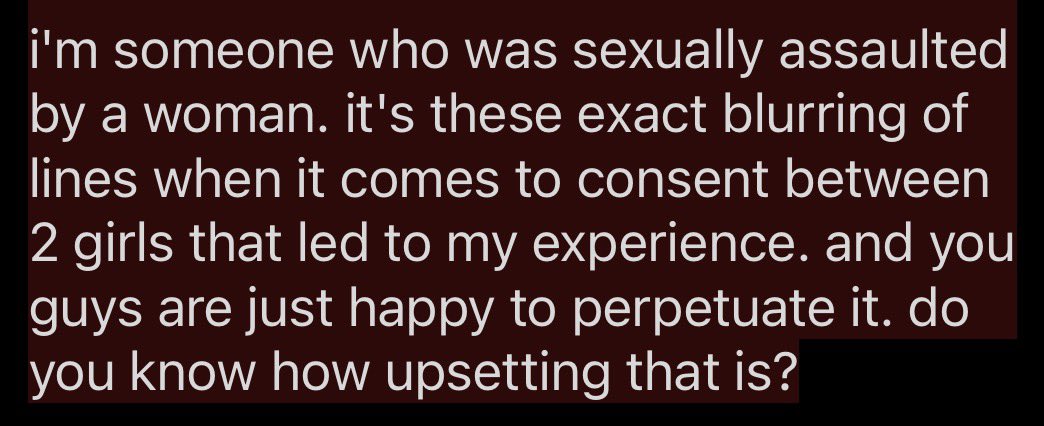 i just had to get this off my chest. it’s not all aertis ofc, but some ppl need to hear this. depicting sexual harassment/assault isn’t suddenly okay when it’s between 2 women.