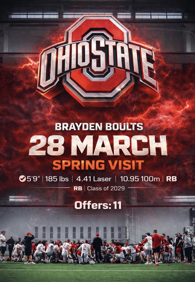 BraydenBoults's tweet photo. Buckeye Nation… I’m on the way. ⭕️🌰 March 28.
@OhioStateFB in action.
@Locklyn33 @TonyJCoach
Let’s work. #Lockboyz
#ItsAboutPerformance
#RBProspect #BuiltDifferent #TrackSpeedFootballFrame
@CoachDDudley @N_Murph @ryandaytime
@DillonDavis56 @BuckeyeScoop @LettermenRow @Bucknuts247