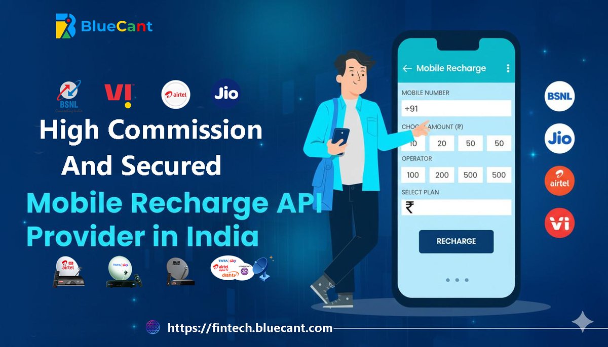 bluecantnetwork's tweet photo. Apne recharge website ko dijiye ek secured and high margin api, kyon ke acchi service bhi dena hai, profit bhi banana hai.
#rechargeapi #billpaymentapi #bbpsapi #paymentapi #bluecant https://t.co/3XuZ12dexV