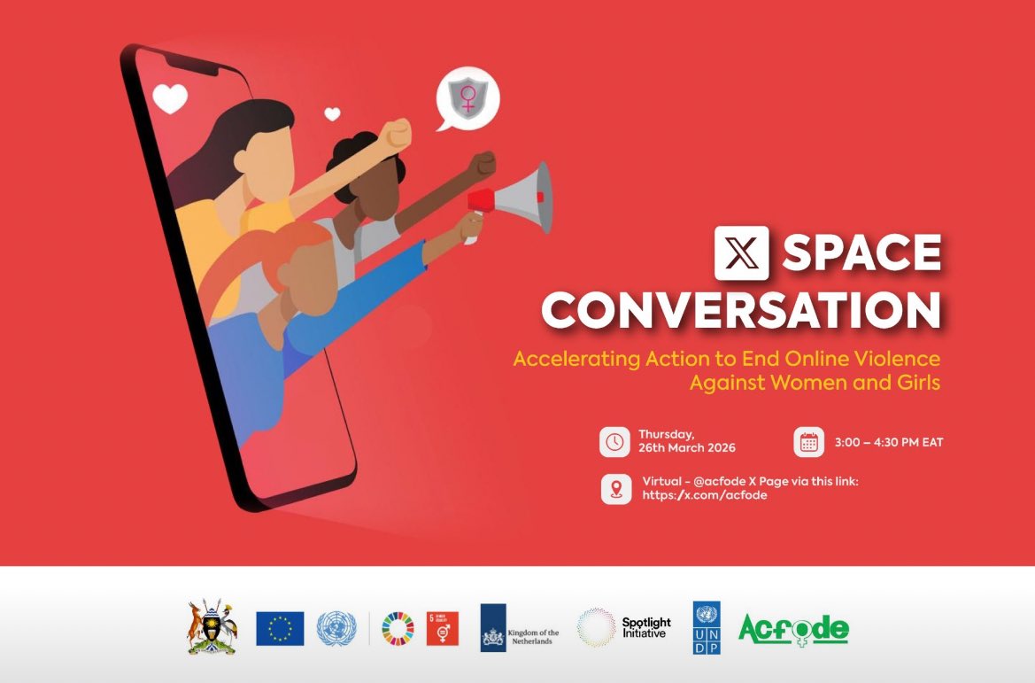 moseskoshland's tweet image. Speaking on the ongoing @acfode’s space about #EndOnlineVAWG, the ED @bafaki_reg43594 applauded @UNDPUganda for the support they did provide during the #16DaysOfActivism campaign and also through the women’s month. 

join the space via