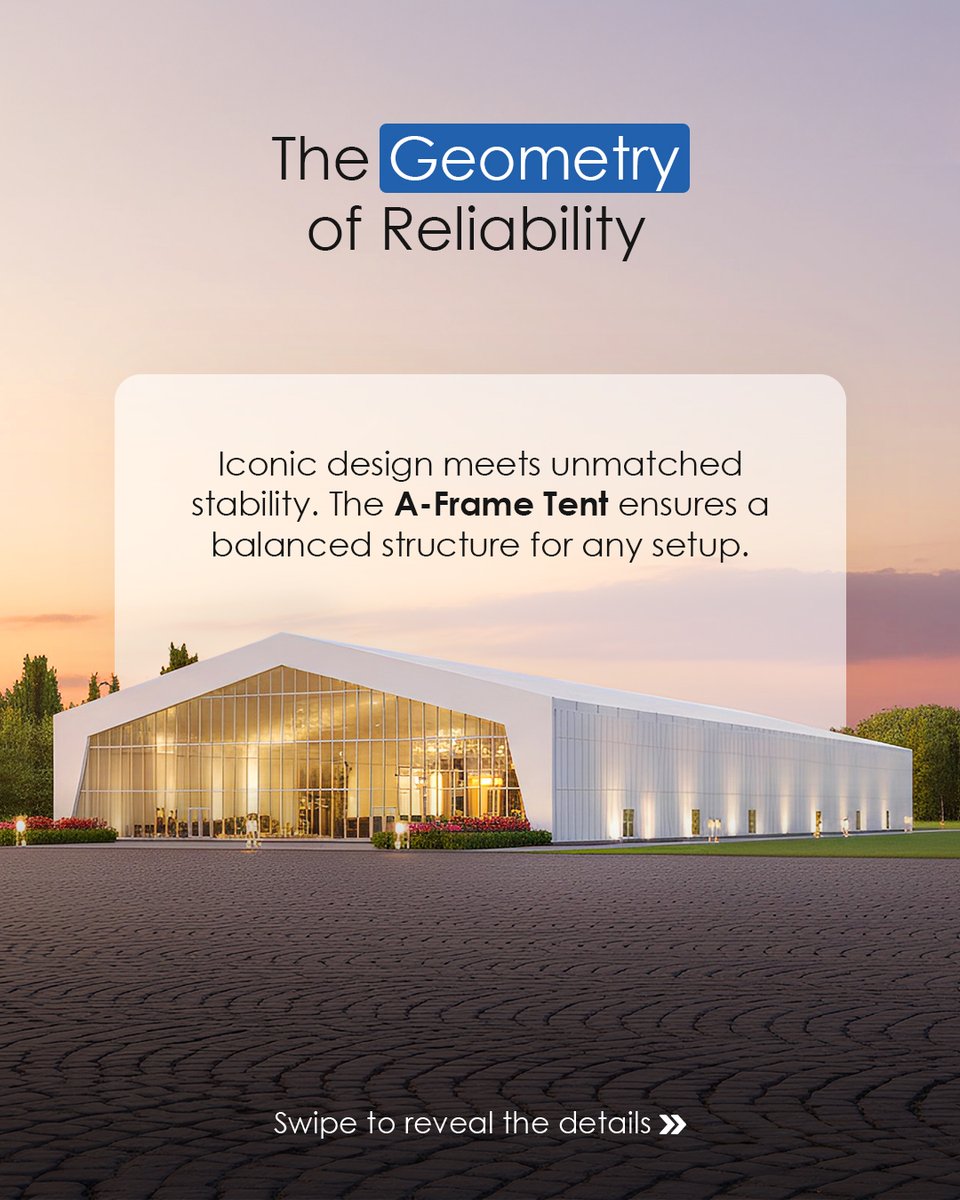 alfarestents's tweet image. Classic in design, uncompromising in performance.
The A-Frame Tent combines timeless elegance with all-weather durability
.
.
#Alfarestents #EventInfrastructure #LuxuryEvents #CorporateEvents #Exhibitions #WeddingTent #ProductLaunch #Dubai #UAE #GulfEvents #EventPlanning