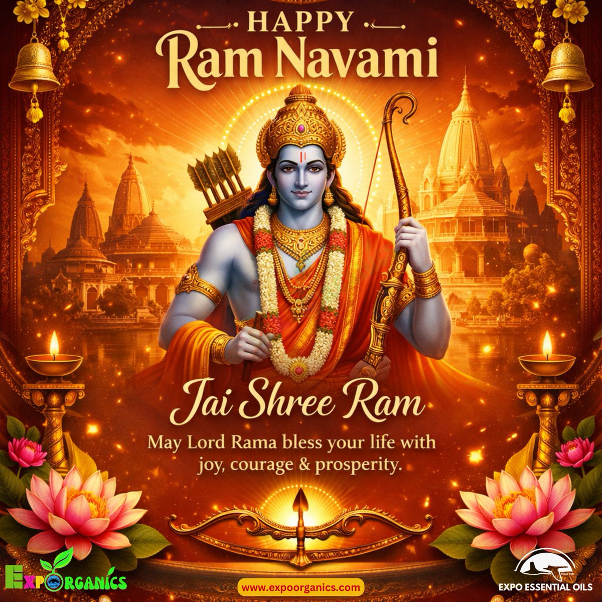 expoorganics's tweet photo. 🌼 Ram Navami Ki Hardik Shubhkamnaye 🌼

🌿 Stay pure. Stay natural.
— Team Expo Essential Oils &amp; @expoorganics 

#RamNavami #HappyRamNavami #JaiShriRam #RamNavami2026 #FestiveVibes #IndianFestivals #SpiritualIndia #NaturalLiving #PureEssence  #expoorganics #expoessentialoils https://t.co/bhtz3fnJsw