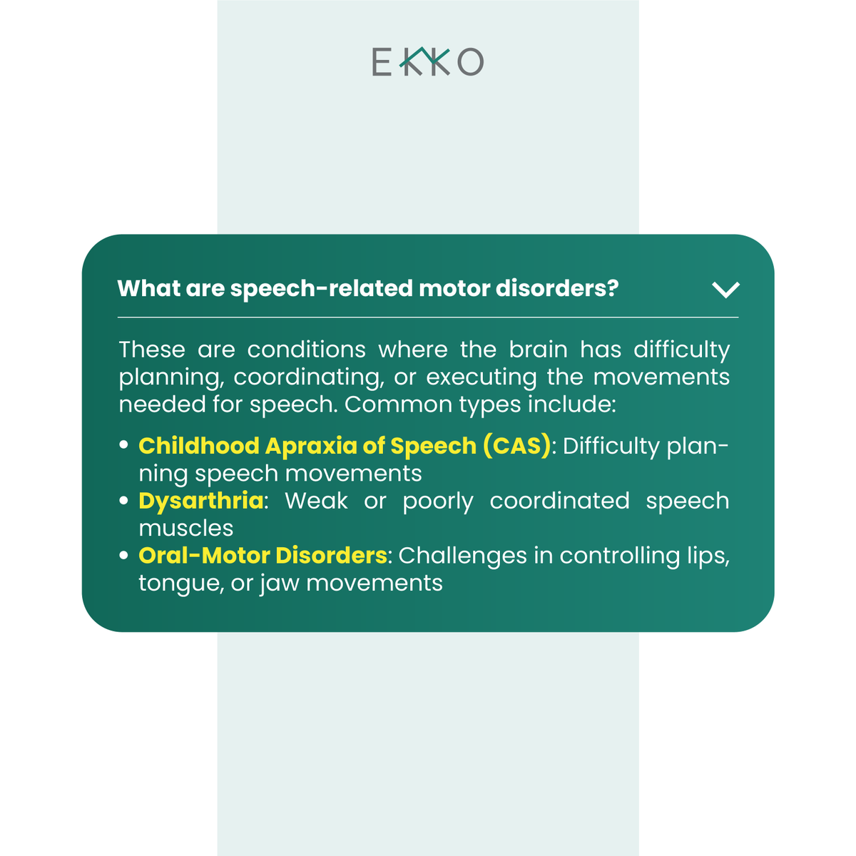 ekkotherapy's tweet photo. We often get asked about supporting children with motor-related speech delays and we got you answers.

#speechdelay #apraxia #dysarthria #aiforgood #ekko #speechtherapy #innovation #speechdisorders #healthtech https://t.co/hVxU4EhxCp