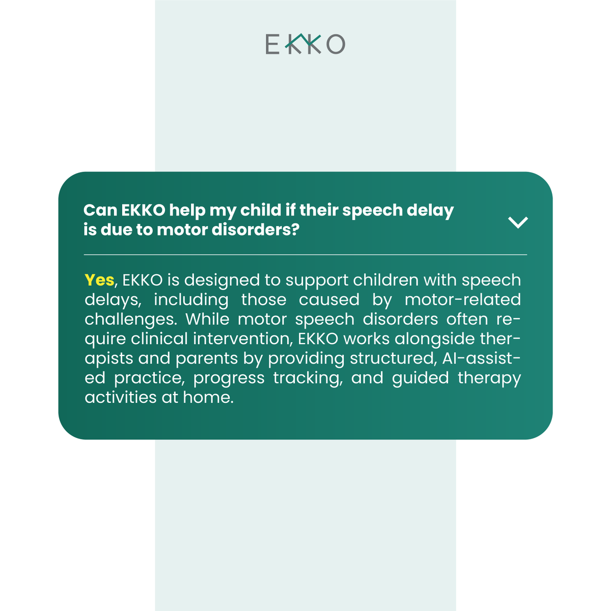 ekkotherapy's tweet photo. We often get asked about supporting children with motor-related speech delays and we got you answers.

#speechdelay #apraxia #dysarthria #aiforgood #ekko #speechtherapy #innovation #speechdisorders #healthtech https://t.co/hVxU4EhxCp