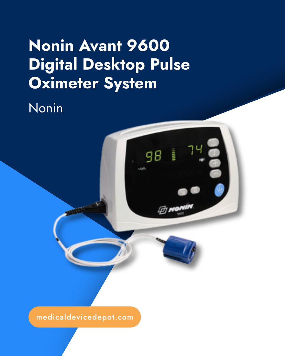 MedDeviceDepot's tweet photo. The Nonin Avant 9600 Digital Desktop Pulse Oximeter System delivers accurate SpO₂ and pulse rate readings with a bright, easy-to-read display and long-term memory for continuous monitoring. 

Upgrade your patient monitoring today.​
👉 Shop now: https://t.co/MBnAjt5UJi https://t.co/jeBXQN2GjN