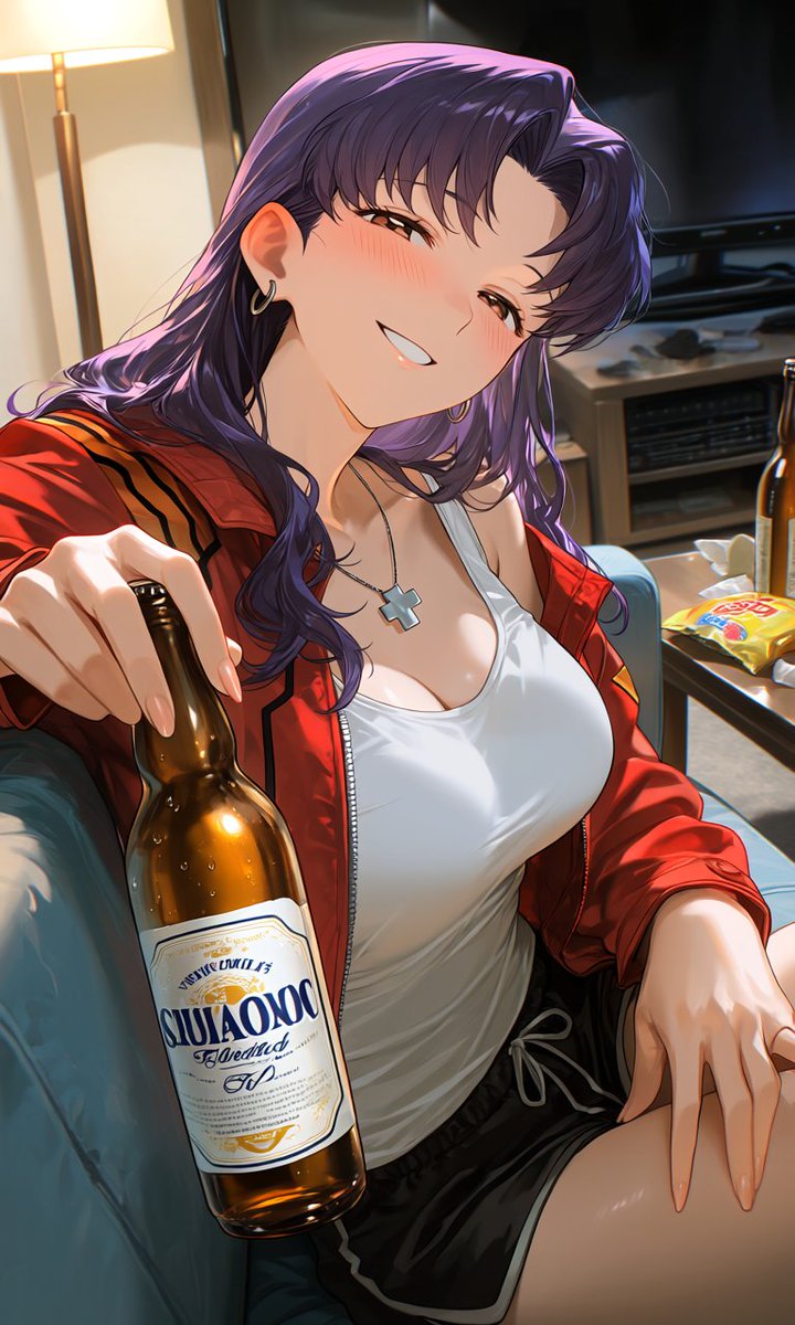 ビールにはミサトが似合う♥️
#葛城ミサト
#エヴァンゲリオン
SFW 
#クラフトビールの日