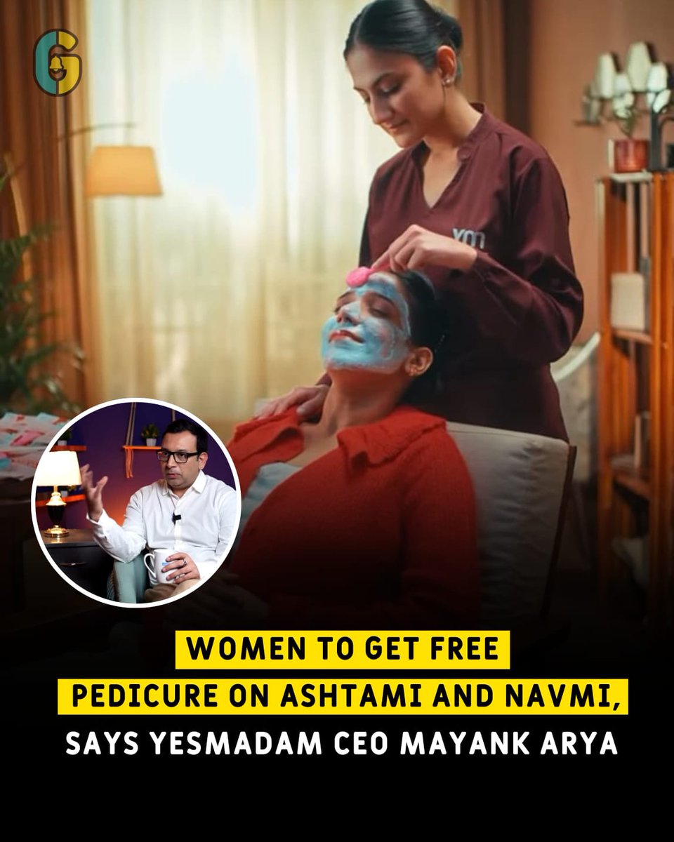 _tManthansinh's tweet photo. Navratri with a thoughtful twist 🌸
#MayankArya founder of Yes Madam treats women with free pedicures on Ashtami &amp; Navmi https://t.co/xF3QRVqJV0