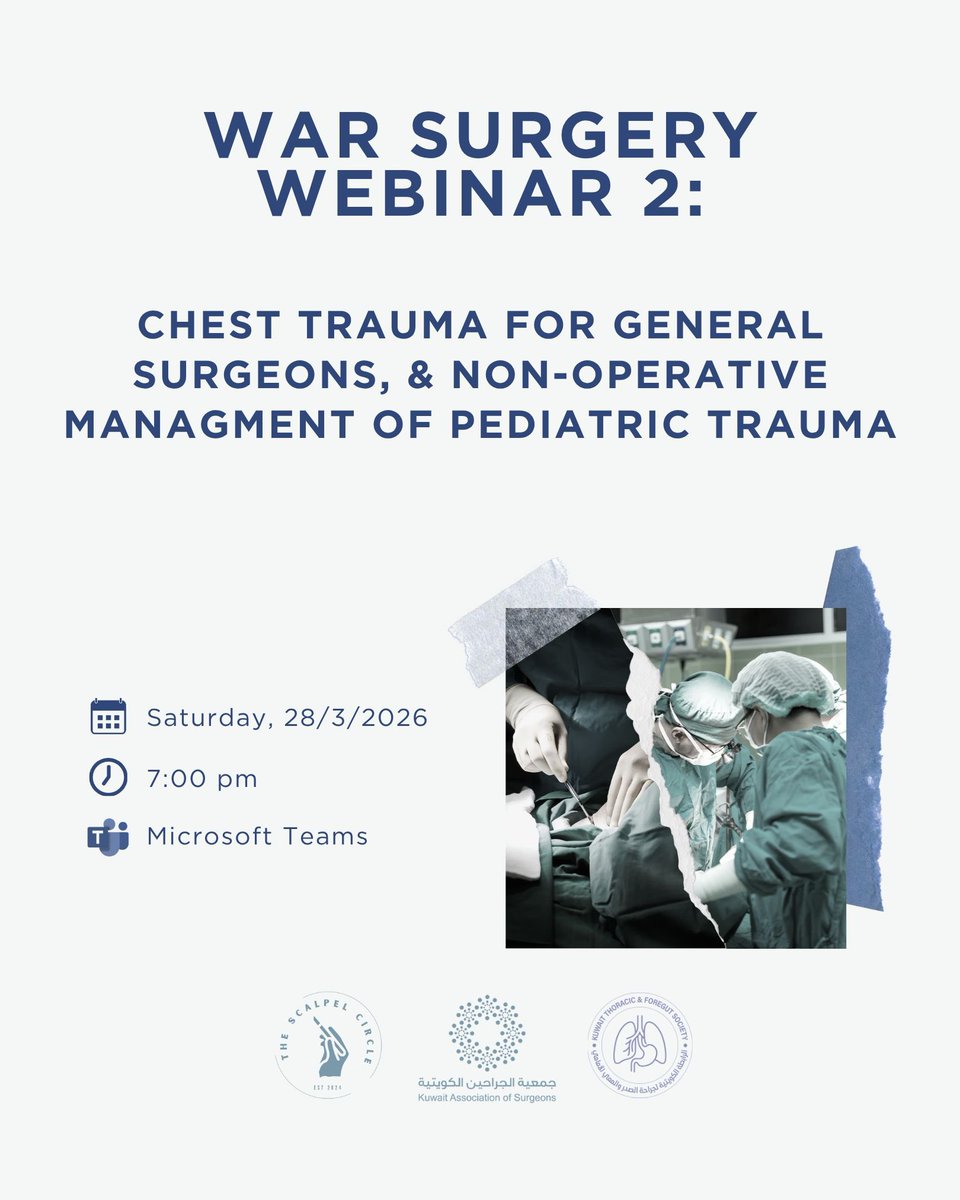 kuwaitsurgical's tweet photo. War Surgery , Chest and Pediatrics Trauma https://t.co/Hb9slAbkO5