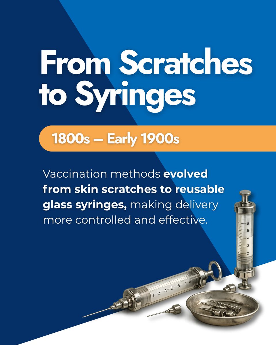 MedDeviceDepot's tweet photo. From scratches to syringes to breakthrough technology; immunization has come a long way.​
​
What started as a simple method has evolved into one of the most powerful tools in modern medicine, saving millions of lives every year. https://t.co/hodVKs4LAl