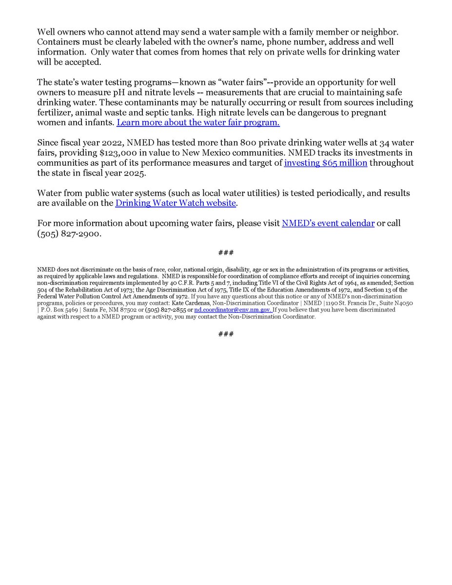 NMFWRI's tweet photo. Free well testing in Ruidoso on Saturday, March 28 for area residents. https://t.co/s5ItpE15aL
