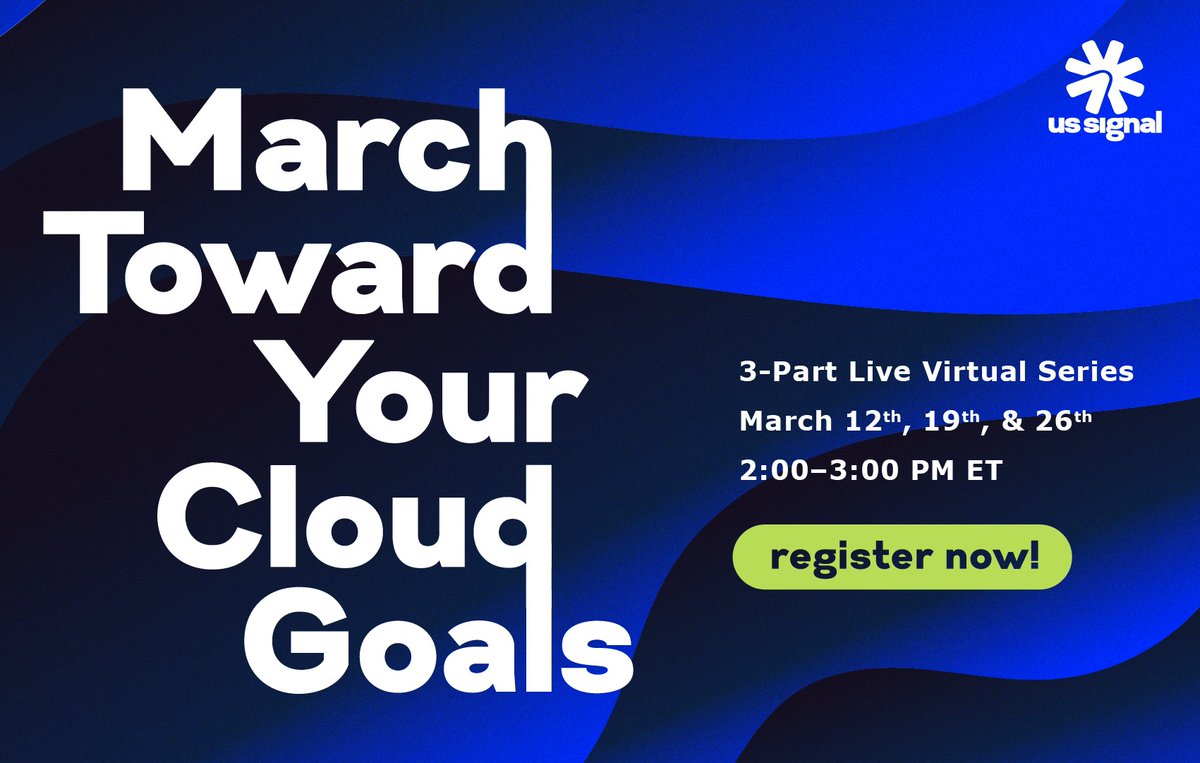 ussignalcom's tweet image. 🚨 Happening TODAY! If building a successful multi-cloud strategy is on your roadmap, this is a workshop you can’t afford to miss.

Register for today's workshop and for series recordings: ussignal.com/march-towards-…

#USSignal #CloudSolutions #CloudRepatriation