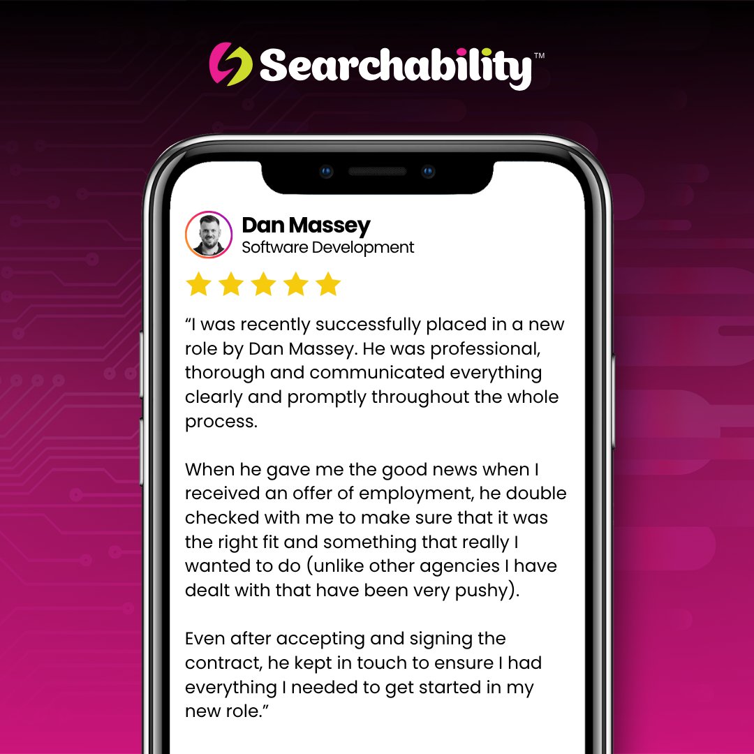 SearchabilityUK's tweet image. Another brilliant bit of feedback👏

Huge shoutout to Dan for delivering the kind of experience every candidate deserves!

#TechRecruitment #CandidateExperience