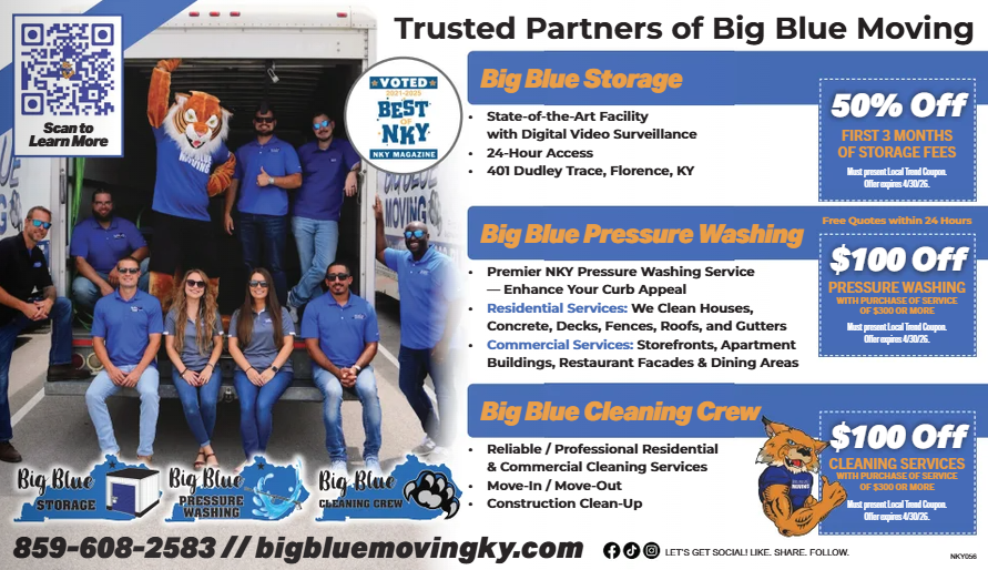 Big Blue Moving is ready to help you with all your moving, storage and cleaning needs!
See our deals and specials here-localadvertisingnky.com/offers/