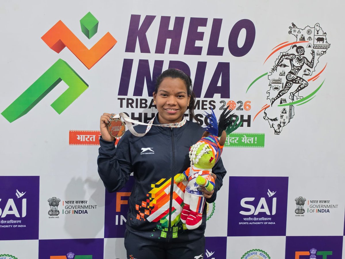 sports_odisha's tweet image. ଓଡ଼ିଶାର ଭାରୋତ୍ତଳିକା ଝିଲି ଦଳବେହେରା ଚଳିତ ଖେଲୋ ଇଣ୍ଡିଆ ଜନଜାତି କ୍ରୀଡ଼ା ୨୦୨୬ରେ ମହିଳା ୫୩ କିଲୋଗ୍ରାମ ବର୍ଗରେ ସ୍ଵର୍ଣ୍ଣ ପଦକ 🥇 ଜିତି ରାଜ୍ୟ ପାଇଁ ସୁନାମ ଆଣିଛନ୍ତି। 🏋️

ଝିଲିଙ୍କୁ ଅଶେଷ ଶୁଭେଚ୍ଛା ଓ ଅଭିନନ୍ଦନ!

#OdishaForSports #Weightlifting #PadiaToPodium