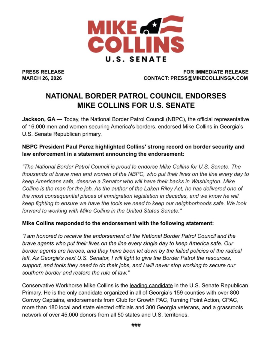 Team Mike Collins Press 🇺🇸 tweet media