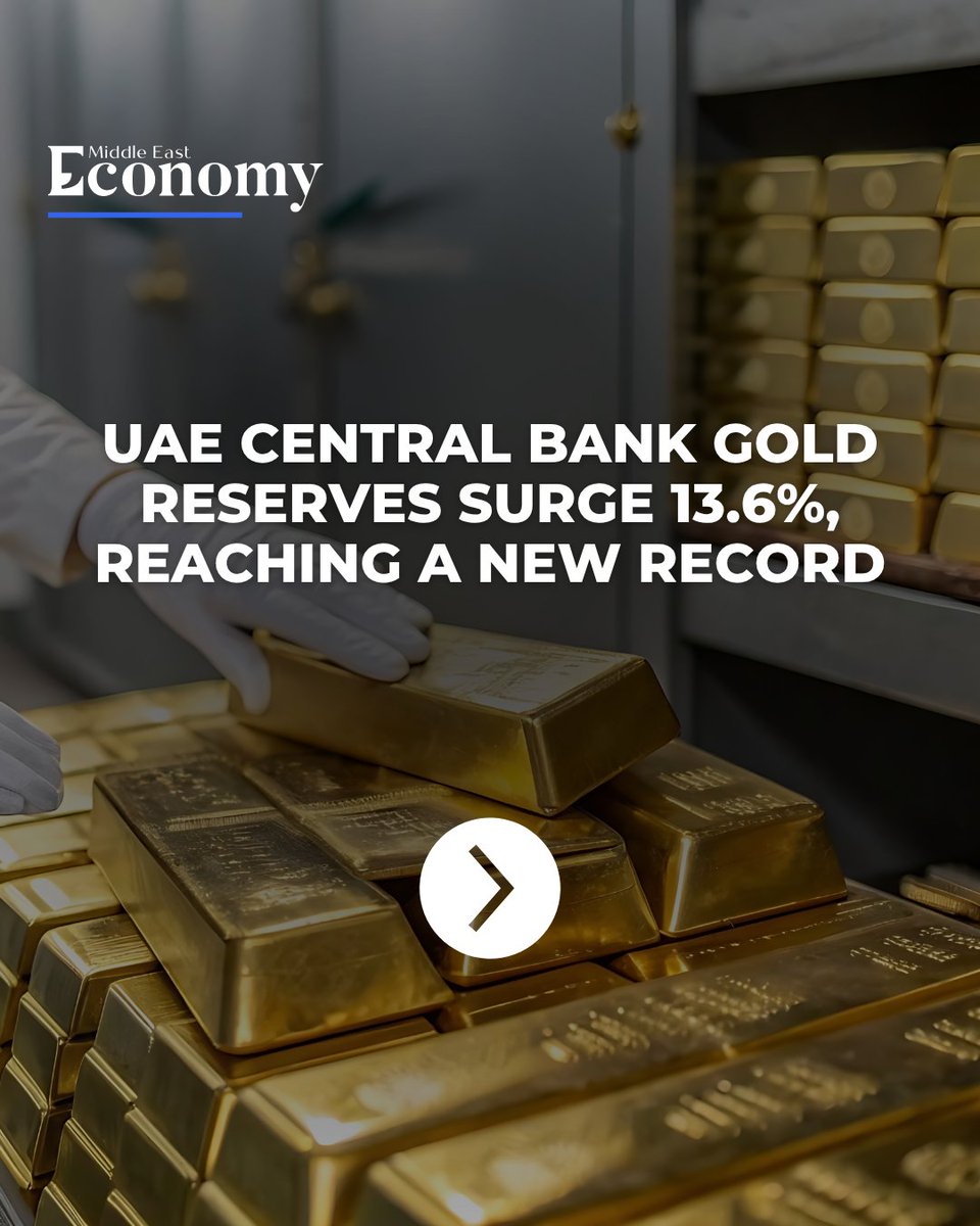 Economy_ME's tweet image. The Central Bank of the United Arab Emirates (CBUAE) reported 13.6% increase in its gold reserves during January 2026, reaching a new record of AED43.051 billion.

Swipe to learn more.

#UAE #Gold #CentralBank