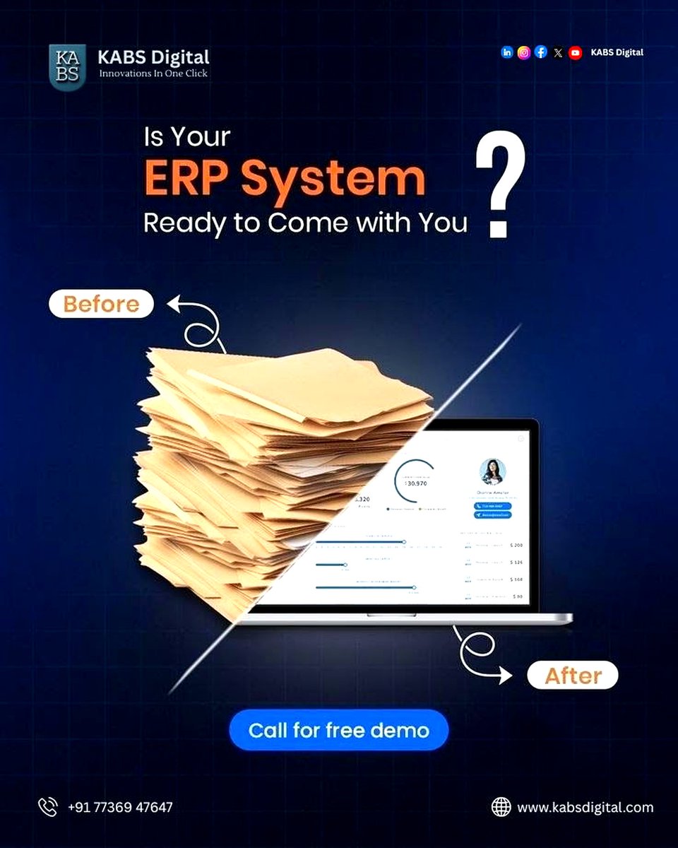 KabsDigital's tweet photo. Ready to level up your business? 🚀
Go from manual to smart digital solutions.

Work faster. Stay organized. Grow smarter.
📞 FREE demo: https://t.co/xM9QOAVH9i
📲 +91 77369 47647

#DigitalTransformation #Automation #BusinessGrowth https://t.co/EN70vMMZkM