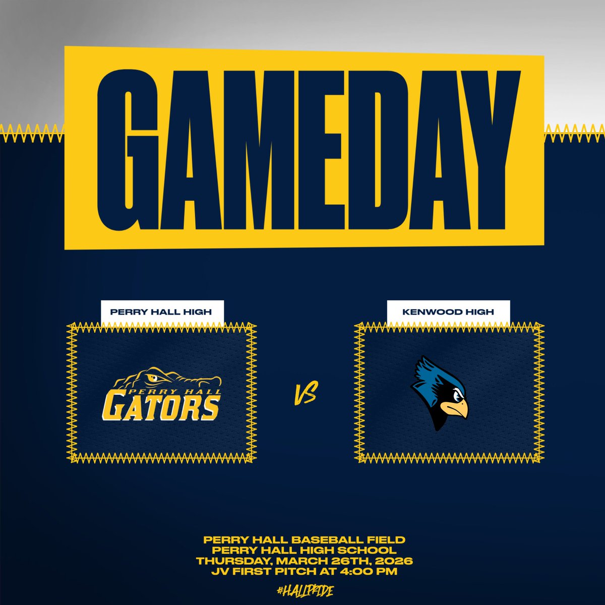 perryhallath's tweet image. Join us at the Swamp today for our JV baseball matchup against Kenwood!  First pitch is at 4:00 PM!  #hallpride