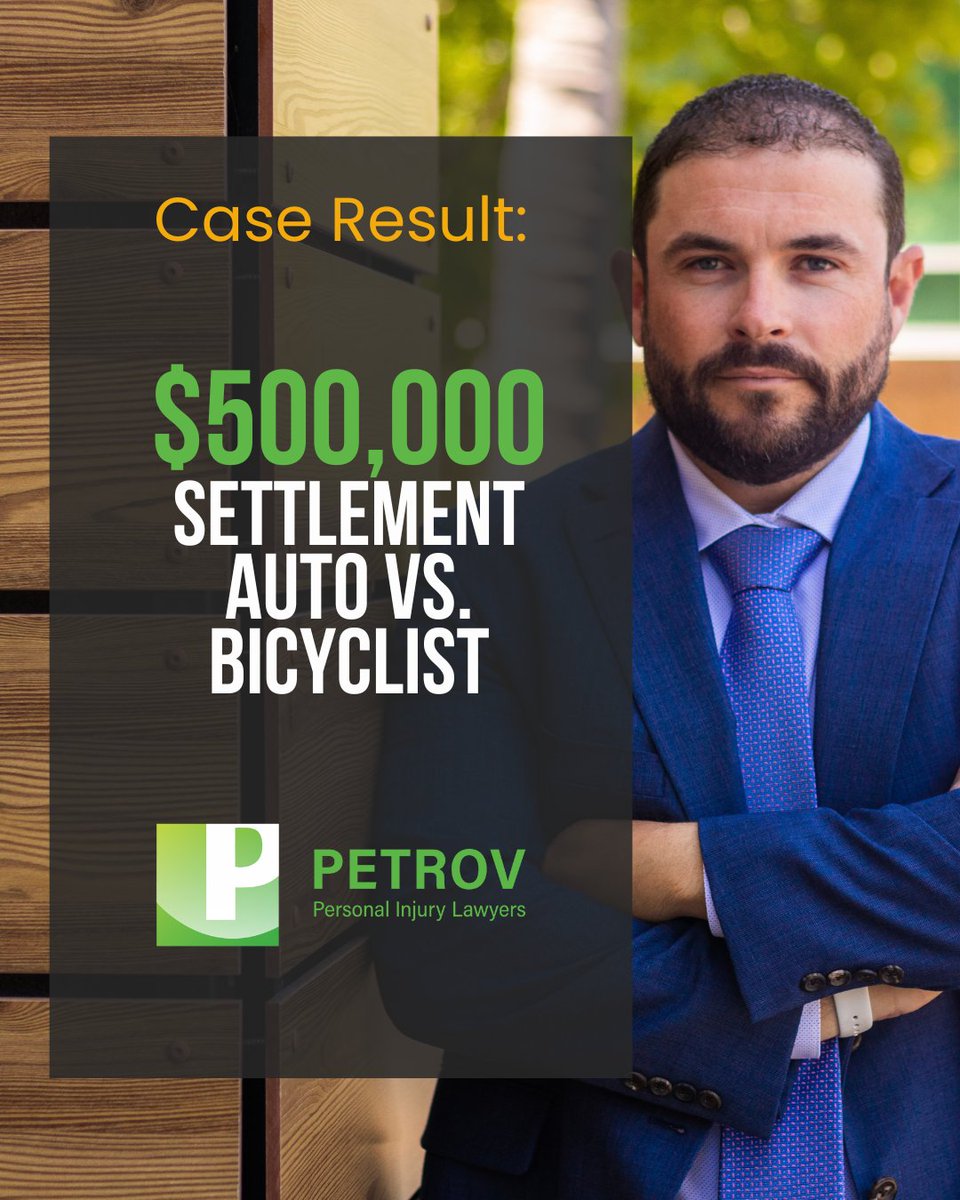 PetrovLawFirm's tweet image. Collisions involving cyclists can be devastating. This $500,000 result helped a client move forward with the care they needed.

#FightForYou #JusticeMatters #ClientFirst #ProtectYourRights #LegalAdvocate #StandUpForJustice #PetrovInjuryLawyers #SanDiegoAttorney #VistaAttorney
