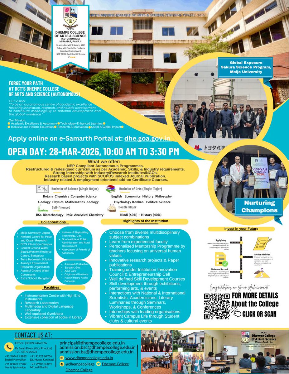 🎓✨ Open Day 2026
Step into Dhempe College and discover a world of opportunities! 🌍📚

Explore our departments, interact with faculty &amp; students, and experience campus life firsthand. Your journey begins here! 💫

#OpenDay #DhempeCollege #FutureStartsHere #explorelearngrow