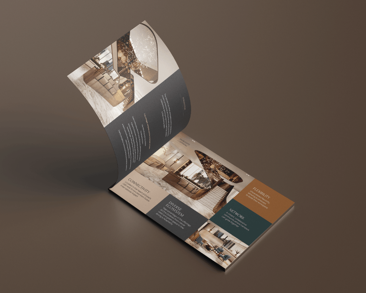 ConsultantsSaba's tweet photo. A closer look at the brochure crafted by Saba Consultants for One Offices by The Executive Centre, reflecting the sophistication and vision behind the space. https://t.co/9UqaM0WyWU
