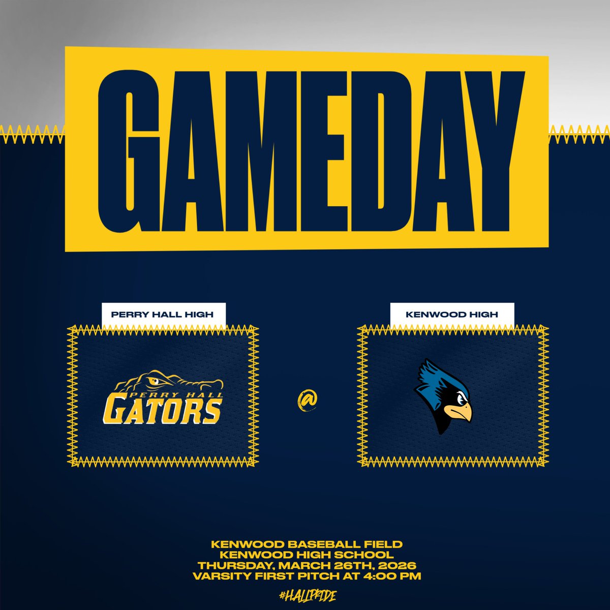 perryhallath's tweet image. Follow the varsity baseball team on the road today at Kenwood!  First pitch is at 4:00 PM!  #hallpride
