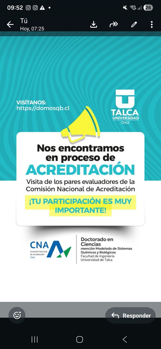do_sqb's tweet photo. 📣 Nos encontramos en #ProcesoDeAcreditación ✅️

Hoy nos visitan los pares evaluadores de la Comisión Nacional de Acreditación 📝 Estudiantes y académic@s, ¡su participacion es muy importante! 🫂

#PhD #PhDLife #AcreditaciónDoctorado #ExcelenciaUTalca https://t.co/sgP1WI6u4G