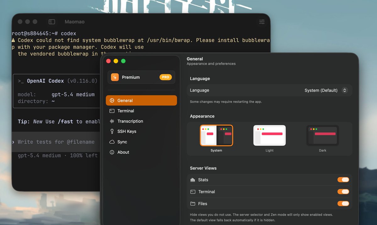 wiedymi's tweet photo. In the next version of VVTerm!

More customization. Hide the views you do not need. Keep only the terminal or just the stats. Now it’s up to you.

https://t.co/N5fuIvgyew https://t.co/HXepMiJHmz