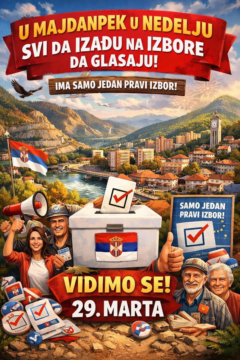 NikolaPesic99's tweet image. Majdanpek odlučuje! U nedelju pokazujemo snagu i jedinstvo. Svaki glas je važan – zato svi na izbore!
Ima samo jedan pravi izbor. Vidimo se 29. marta! 
#majdanpek #izbori #nedelja #snaga #buducnost #Izbori2026 #29Mart #Glasaj #TvojGlas #fyp  #SviNaIzbore #praviizbor