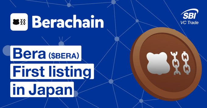 beravietnam's tweet photo. $BERA đã chính thức cập bến Nhật Bản!

$BERA hiện đã được niêm yết giao dịch spot trên SBI VC Trade, đánh dấu lần đầu tiên token này xuất hiện trên một sàn giao dịch tiền mã hóa được cấp phép tại Nhật Bản.

Đây là một cột mốc đáng chú ý đối với $BERA và là thêm một bước tiến trong việc mở rộng khả năng tiếp cận tài sản số tại thị trường Nhật Bản.
